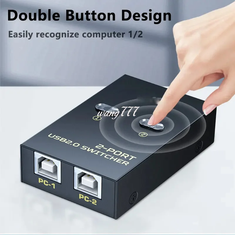 USB Printer Sharer Switch 2 In 1 Out 2 Computers Share 1 Printer Udisk Mouse Keyboard Printer Cable USB2.0 2 Ports Hub