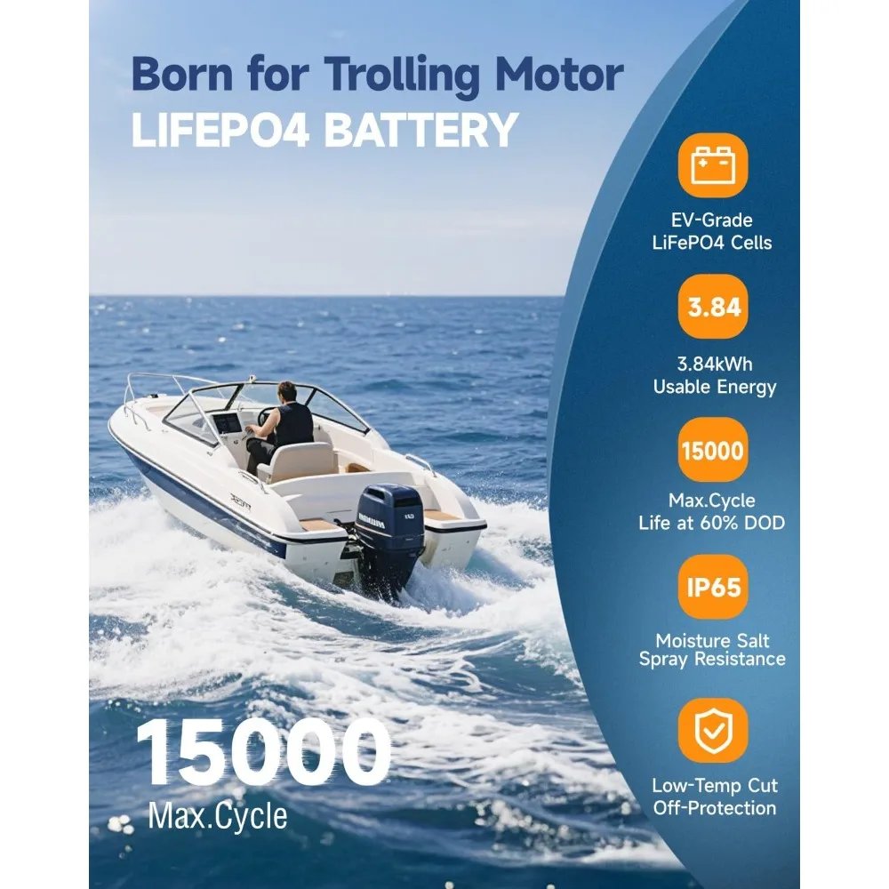 Batteria per carrello da golf al litio 36V 100Ah, protezione a bassa temperatura, caricabatterie al litio 25A aggiornato e monitor LCD, BMS intelligente integrato da 100 A