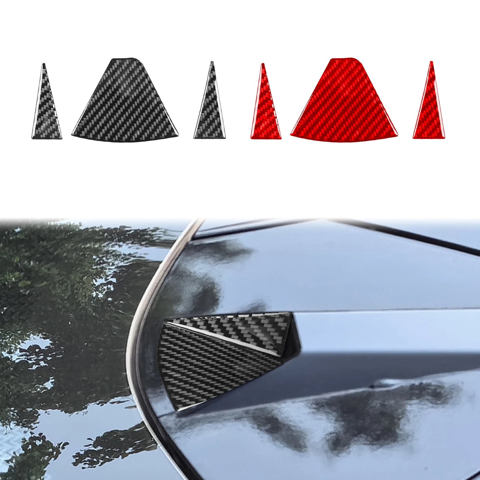 Car Accessories Carbon Fiber Interior Rear Camare Traingle Sticker Decals Cover Trim Sticker For Chevrolet Corvette C8 2020—up