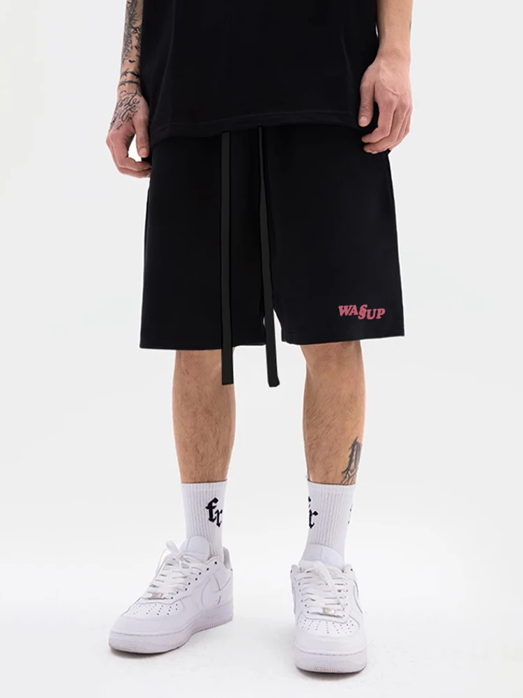 

Wassup Heods Men's Basic Spor orts Summer 2024 Loose Fit Straight Leg Casual Pants mid Waist Print Cotton Youthful Energy