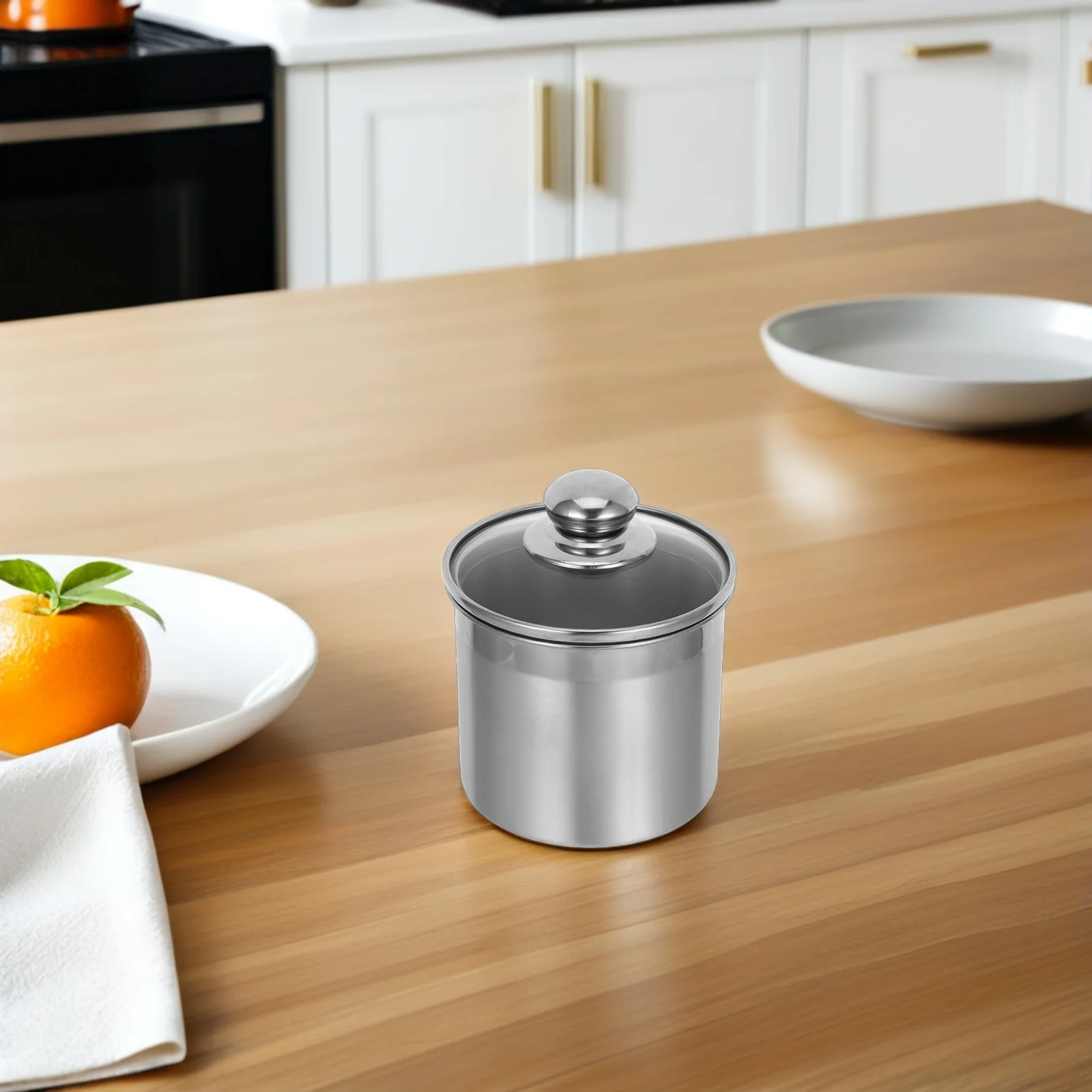 

Stainless Steel Airtight Kitchen Canister Glass Lid Food Storage Jar for Pantry Tea Coffee Flour Grain Snacks Tea Canister Metal