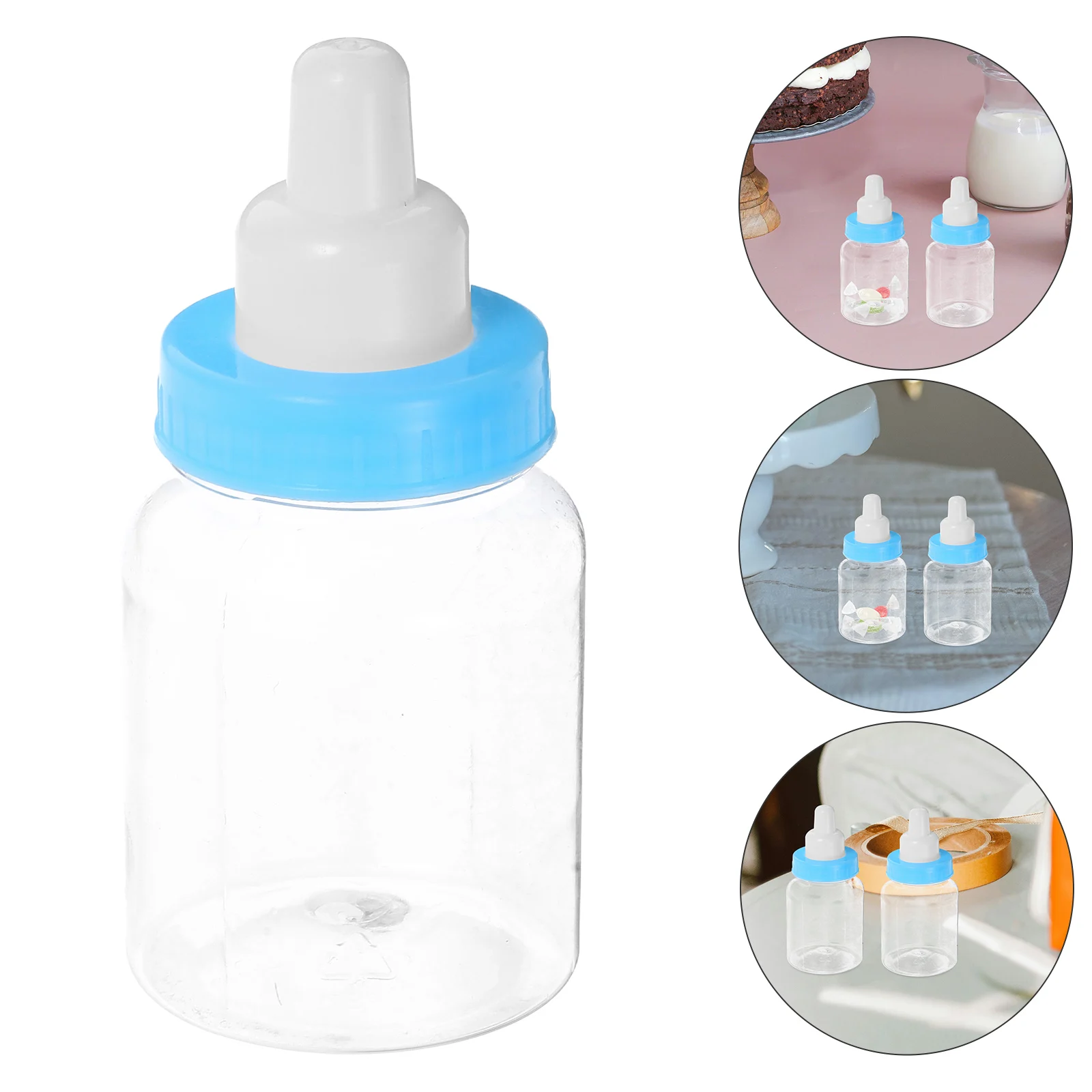 

12pcs Baby Bottle Gift Box Feeder Style Baby Shower Candy Boxes Rubber Mini Feeding Bottle Decorations Blue 10Cm Height 4Cm