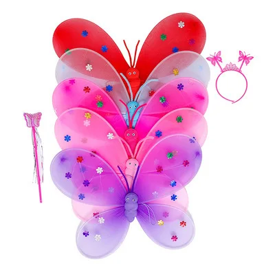 Creative Simulation Butterfly Wings Fairy Wand Hair Bands Set Children's Party Dress Up Cosplay Props Kids Light-emitting Toys