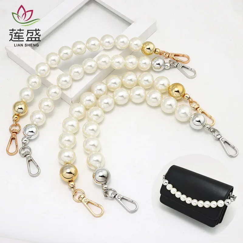 

Handbag Short messenger bag Highlight round imitation pearl chain Versatile accessories bag with metal chain