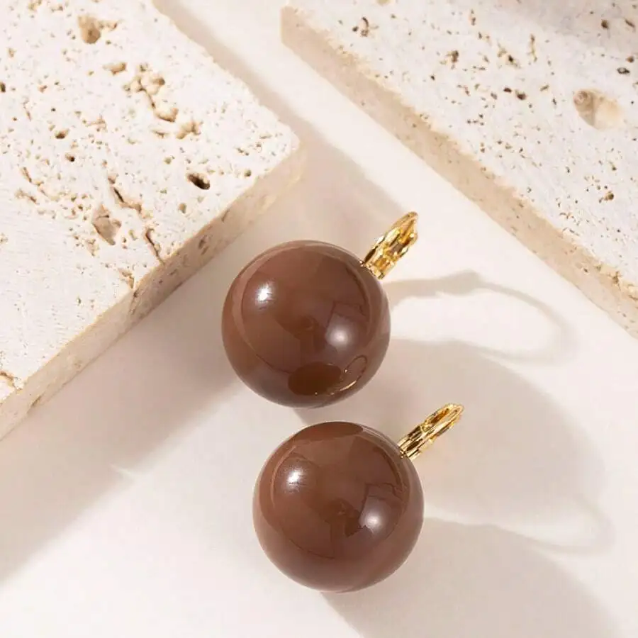 

2PCS Elegant Clip-On Earrings Simple Sophisticated Ball Shape Fashion Accessories