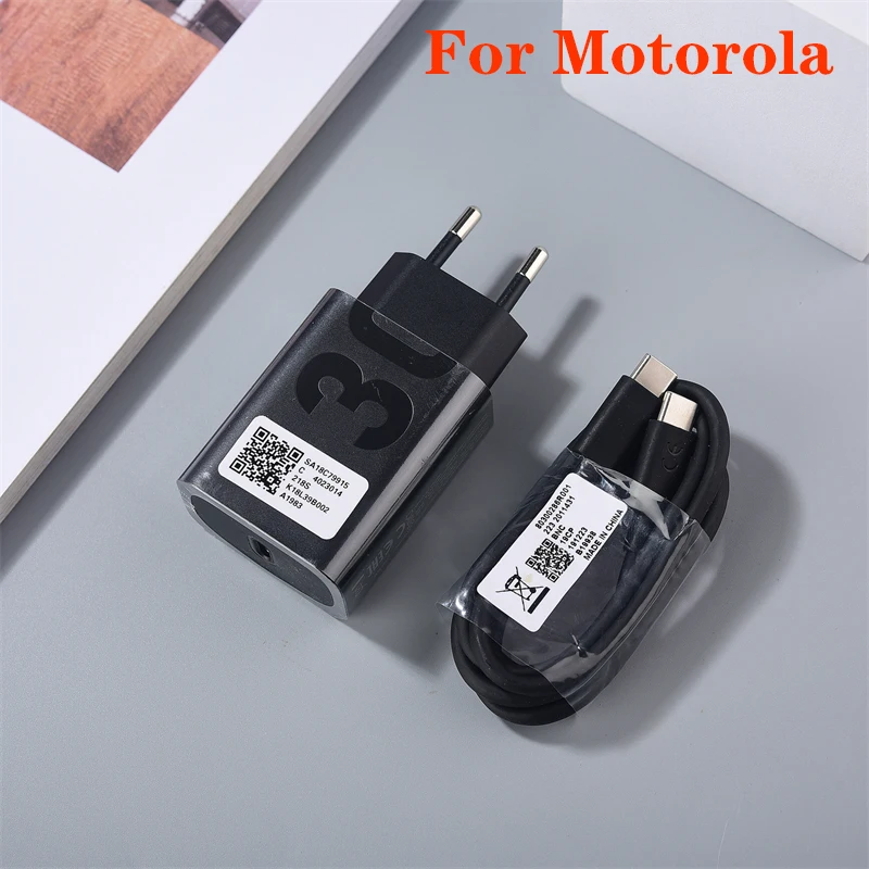 For Motorola 30W Fast Charger EU Wall Power Adapter Usb PD Type C Cable For Moto Edge 50/30/40 S50 N