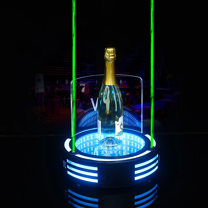 Nightclub VIP Wine Rack Display, Bar KTV LED Crystal Wine Stand with Ribbon Laser XO Wine Stand, Creative Wine Holder Decor