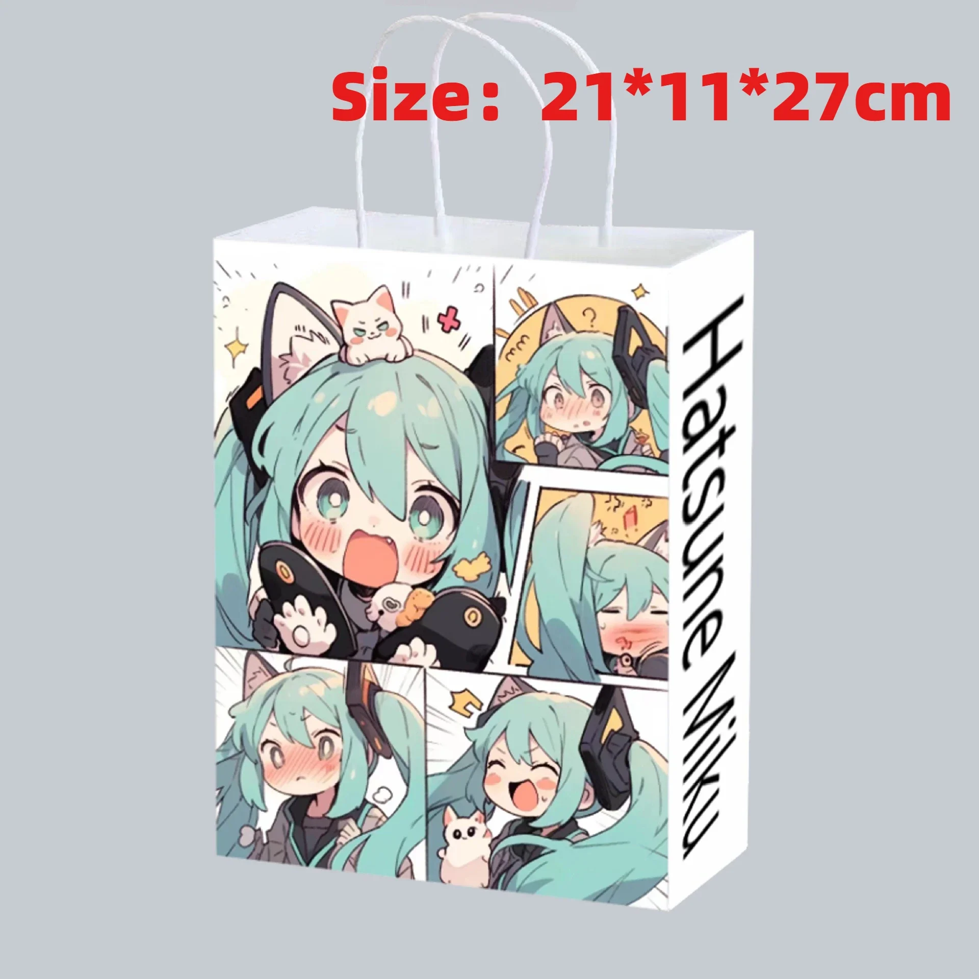 Cute Anime Hatsune Miku Paper Tote Bag Recyclable Gift Packaging Bag for Fans Party Supplies view 2