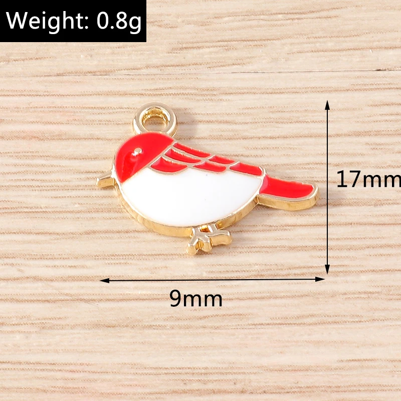 10pcs 9x17mm Cute Enamel Animal Bird Charms for Making DIY Drop Earrings Pendants Necklaces Handmade Bracelets Jewelry Findings