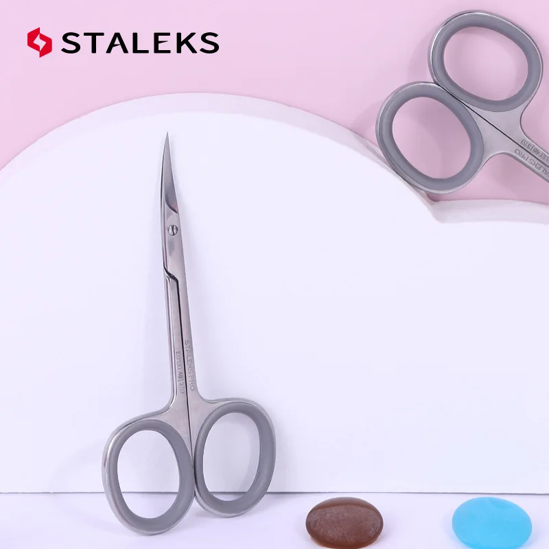 STALEKS Dead Skin Scissors Russian Bending Hangnail Scissors Stainless Steel Eyebrow Nose Hair Scissor Nursing Tools SE-40-3