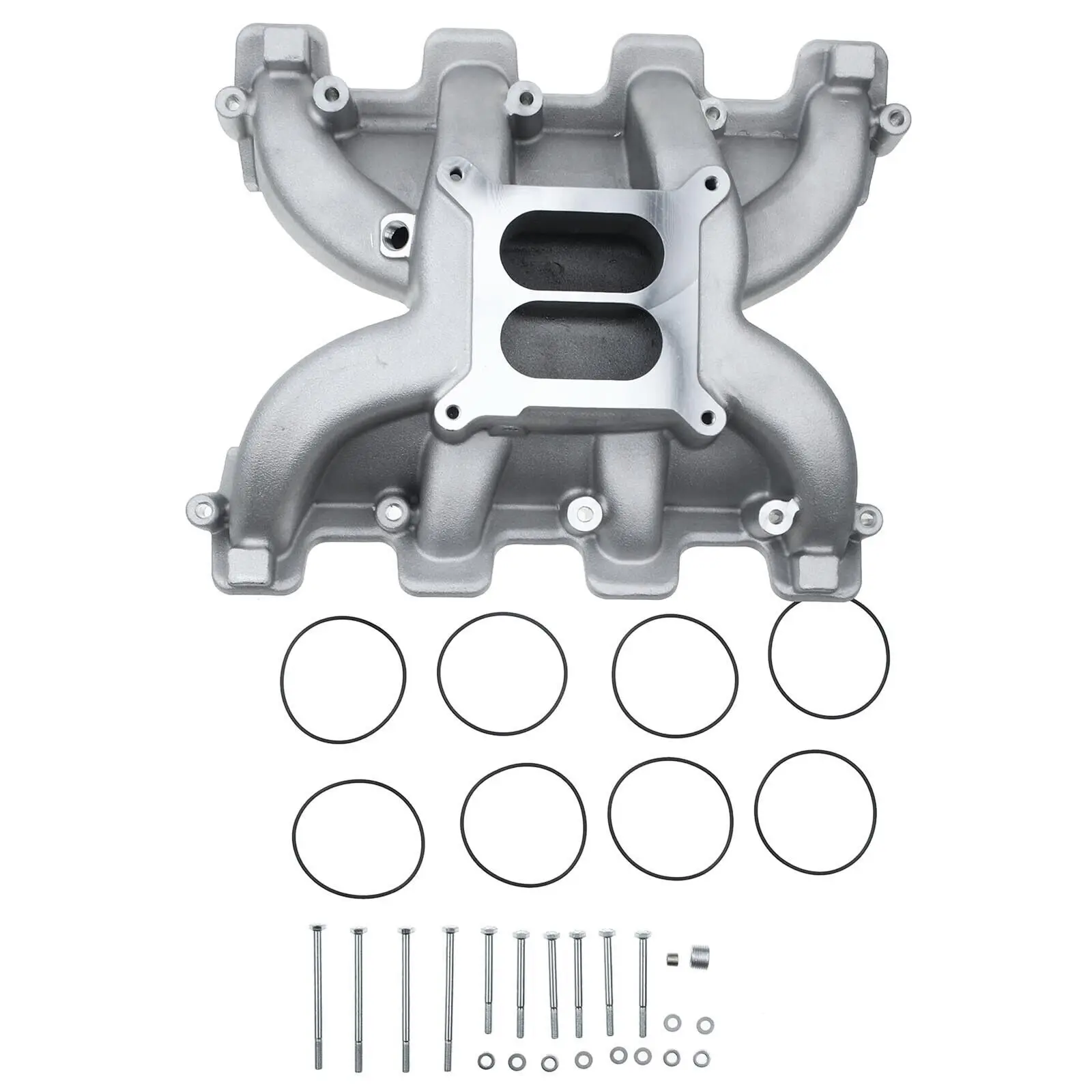300-132bk Single Plane Intake Manifold Suitable For Gm Ls1/ls2/ls6 Black/silver