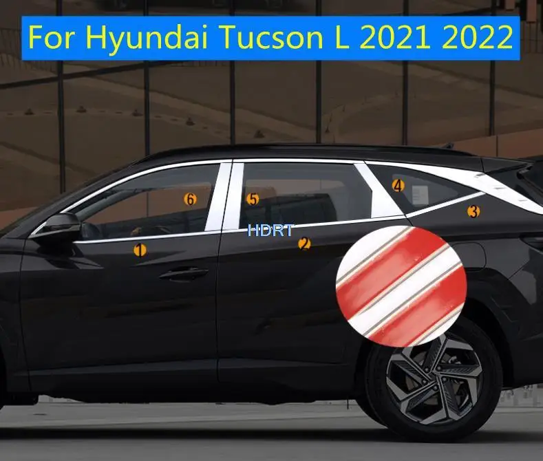 

Для Hyundai Tucson L 2021 2022 Наклейка для стайлинга автомобиля украшение столба окно средняя полоса отделка фотобленды аксессуары