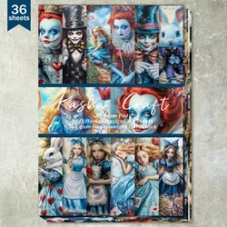 36 Sheets A5 (Magic On The Run Poker Witch) Clipping Thin Paper For Bullet Diary, Junk Magazine, Greeting Card Background