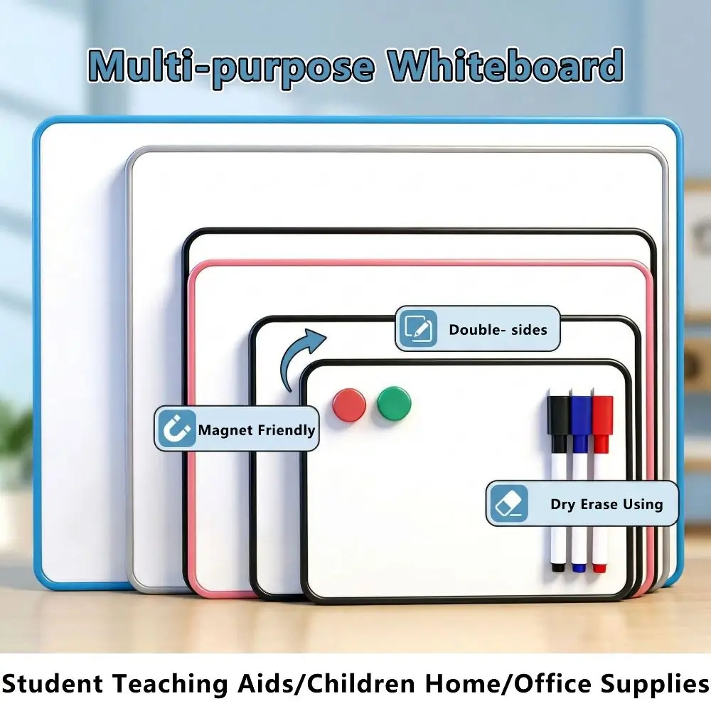Pizarra Blanca A5/A4/B4/A3, Pizarra de Doble Cara para Dibujar y Escribir, Reutilizable, Magnética, Borrable, para Niños