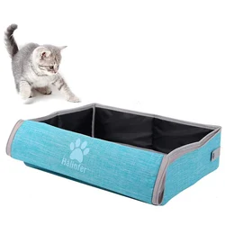 Portable Cat Travel Litter Box with Lid, Collapsible Car Cat Litter Box Waterproof and Easy to Clean