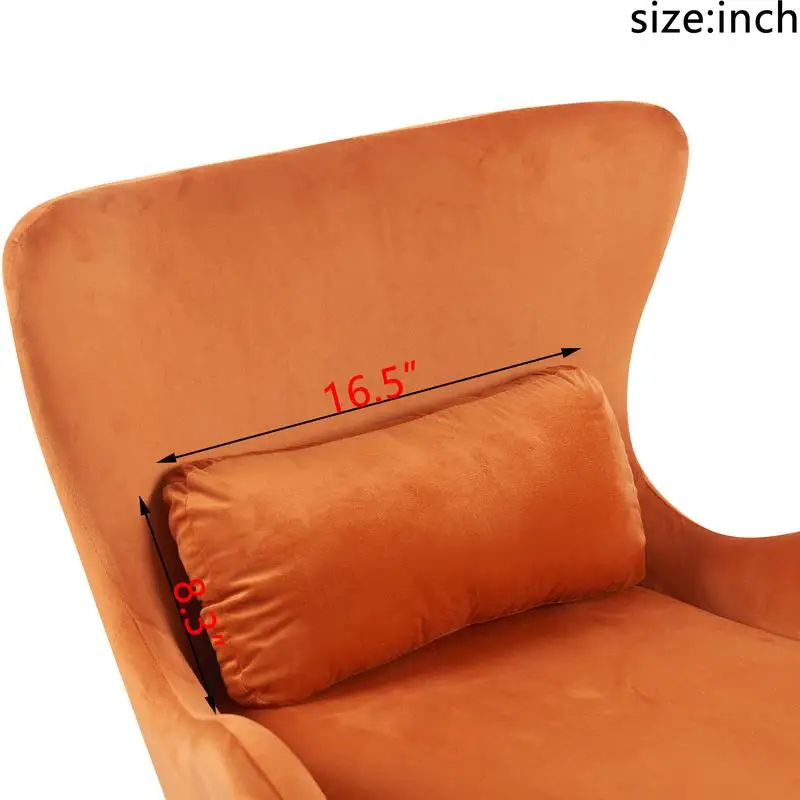 Modern Velvet 2-in-1 Pet-Friendly Lounge Chair, Upholstered Back Accent Chair for Living Room & Office, Orange, Leisure Single