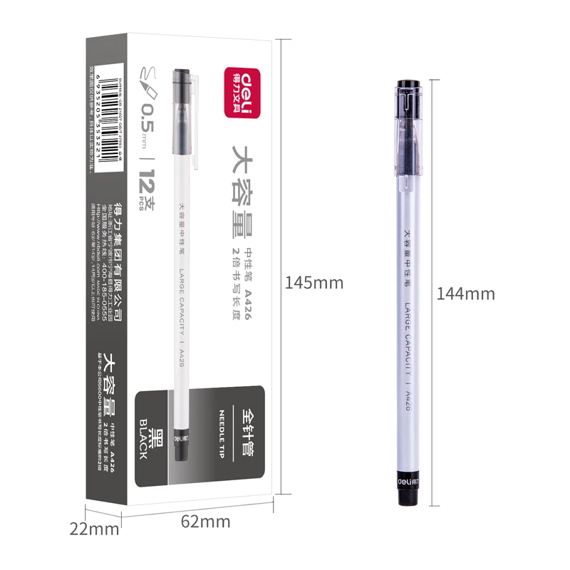 12 قطعة/صندوق ديلي أقلام جل ذات سعة كبيرة 0.5 مللي متر طرف إبرة ألوان متنوعة (أسود أزرق أحمر) مستلزمات الكتابة المدرسية #3