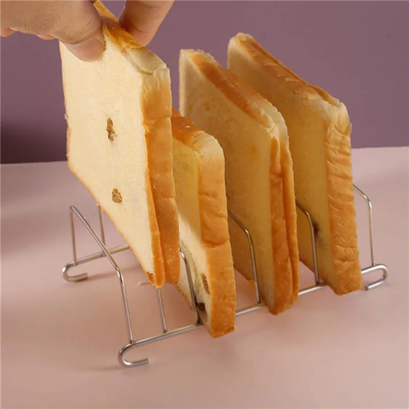 Stainless Steel Toast and Bread Rack 8 Slots Rectangle Food Display Tool For Air Fryer Accessories