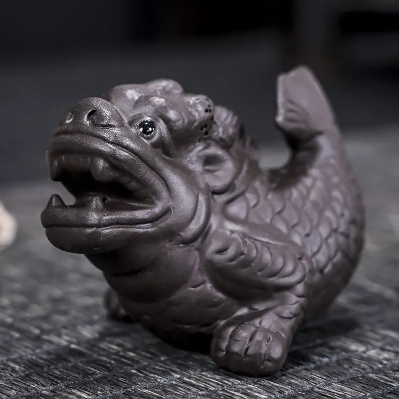 Dragon Nine Sons Chi Kiss Purple Sand Tea Pet,Ornament Desktop Tea Decoration Accessories Farmhouse Office Garden Bookcase