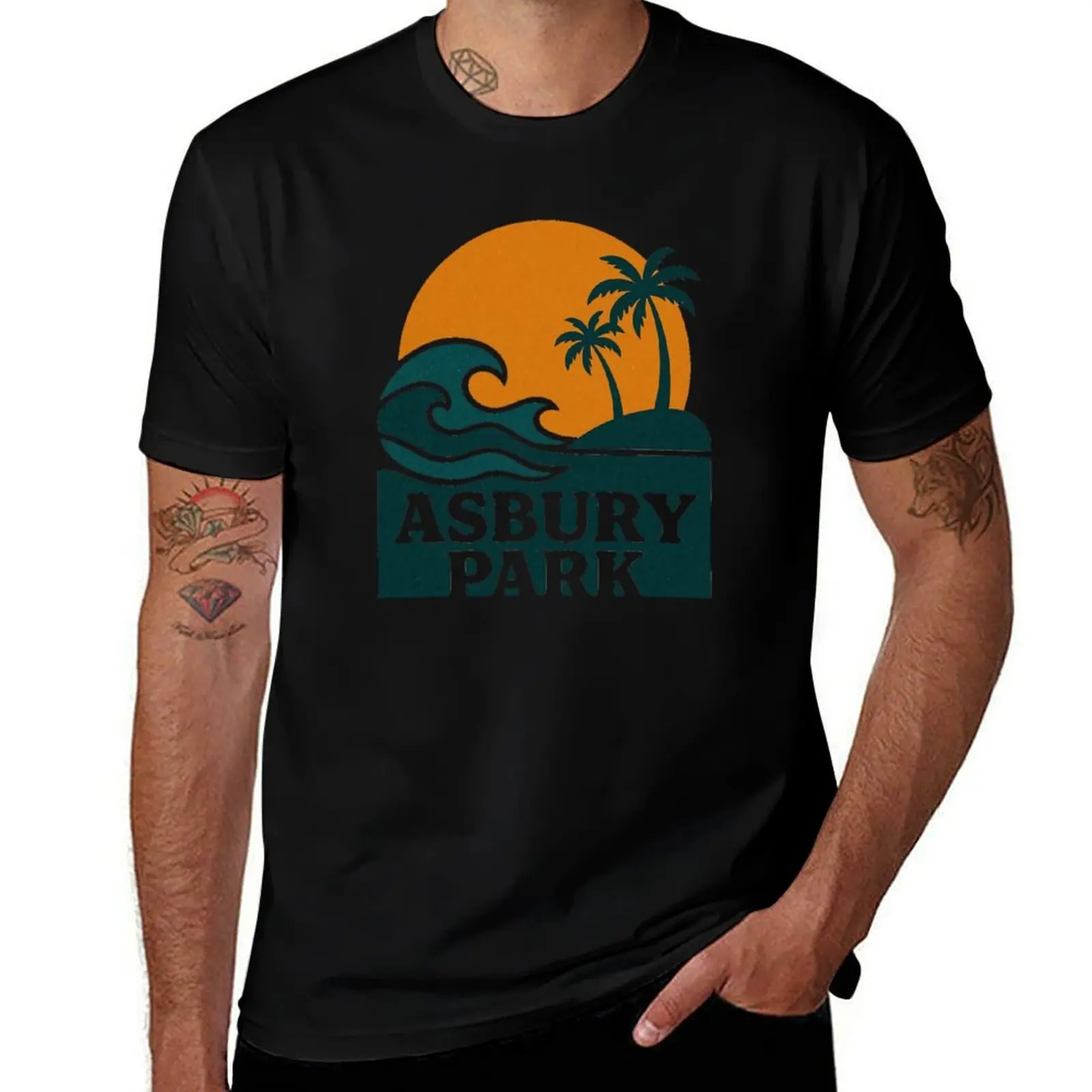 

Absury Park Sunset Waves - Retro Beach Vintage Art T-Shirt Funny t-shirts heavyweights funny costumes Short sleeve tee men