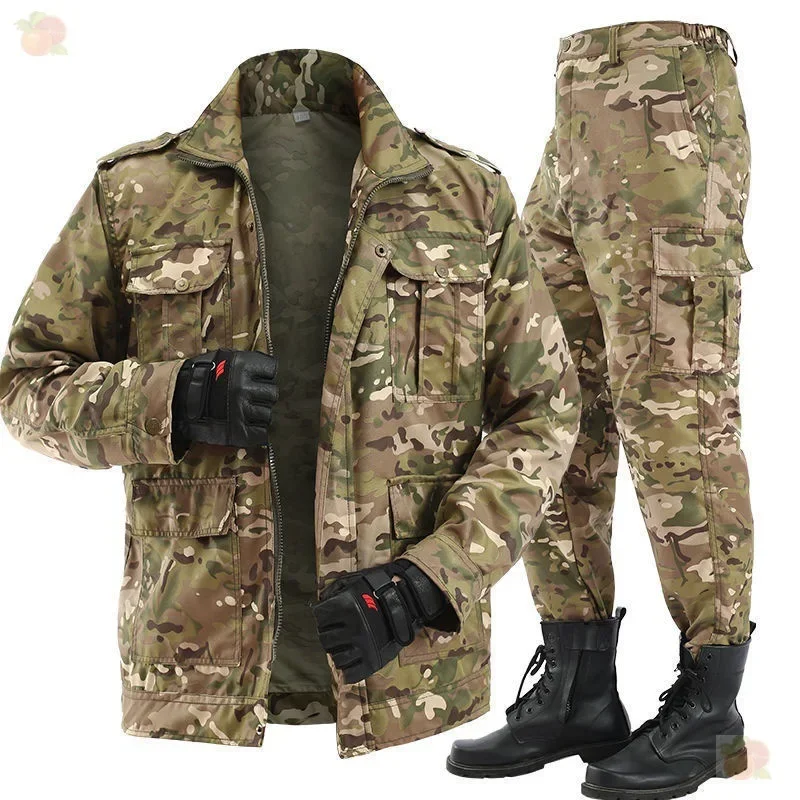 

Wear-resistant camouflage suit for men and women's work clothes Spring and autumn thickened labor protection clothing, dirt resi