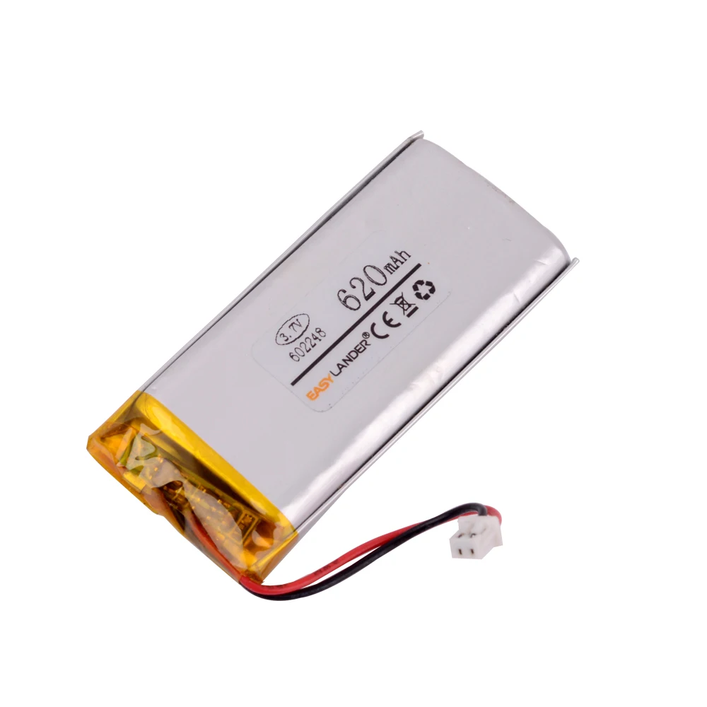 JST 1.25mm 2 pin  602248 3.7V 650mAh Lithium Polymer Li-Po Rechargeable li ion Battery