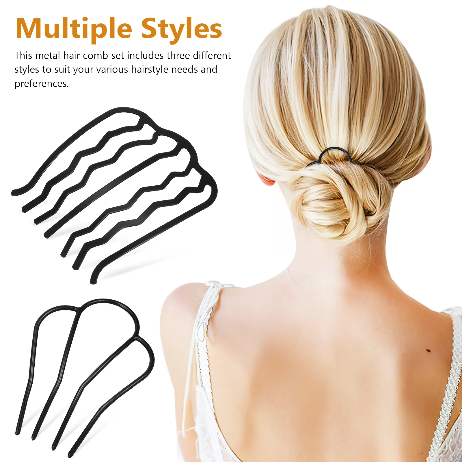 

6Pcs Metal Hair Combs Side Hair Fork Insert Clips for Women Durable Fine Teeth Hairpins Hairpin Updo Accessories