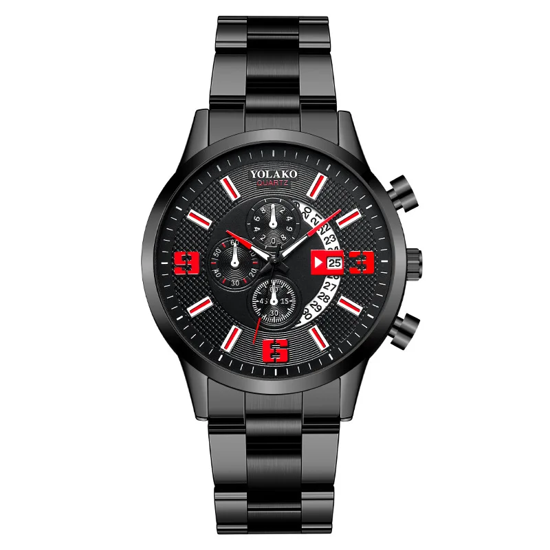 Men's Watch Popular Fashion Calendar Digital Steel Strap Wristwatch Male Business Watches Casual Simple Stylish Boy Gifts