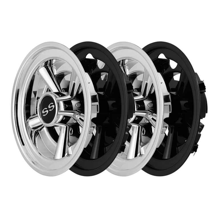 8 Inch Golf Cart SS Wheel Covers Hubcaps For Yamaha/Club CAR/EZ-GO Most Golf Carts - Black/SilverATV&UTV