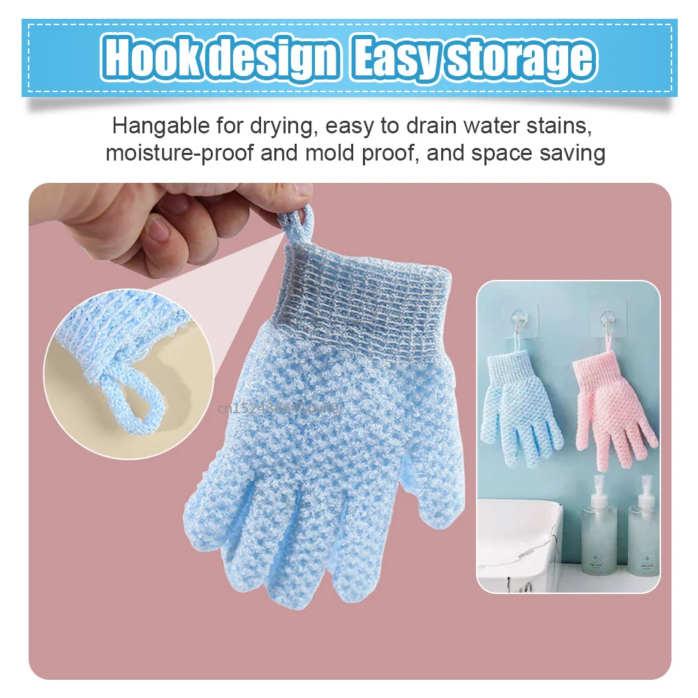 1Pair Cleaning Bath Glove Shower Scrub Body Massage SPA Foam Rubbing Mud Peeling Exfoliating Five-Finger Bathroom Accessories