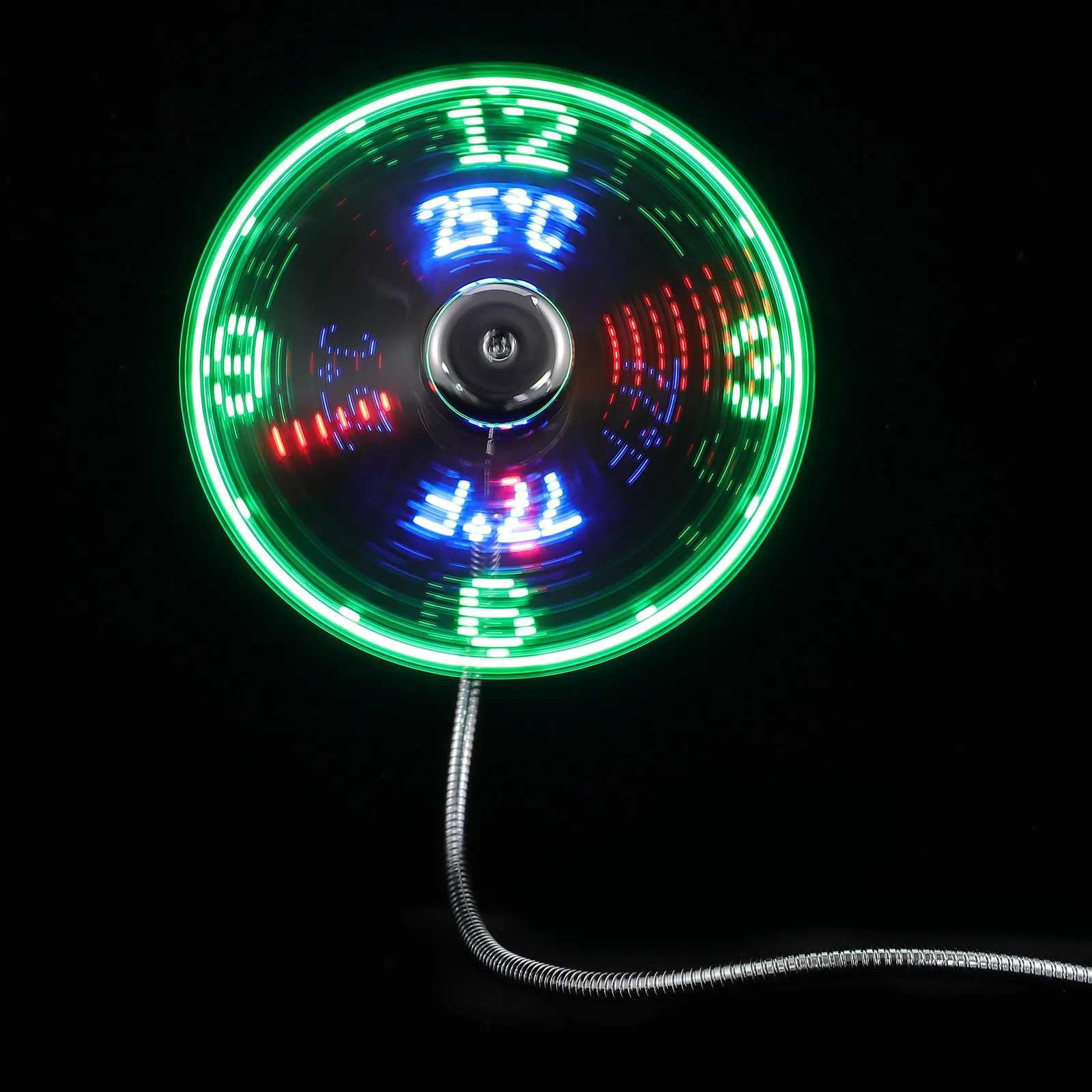 

USB LED-вентилятор с подсветкой, миниатюрный портативный охлаждающий вентилятор с гибкой ножкой, USB-вентилятор для компьютера с часами и дисплеем температуры