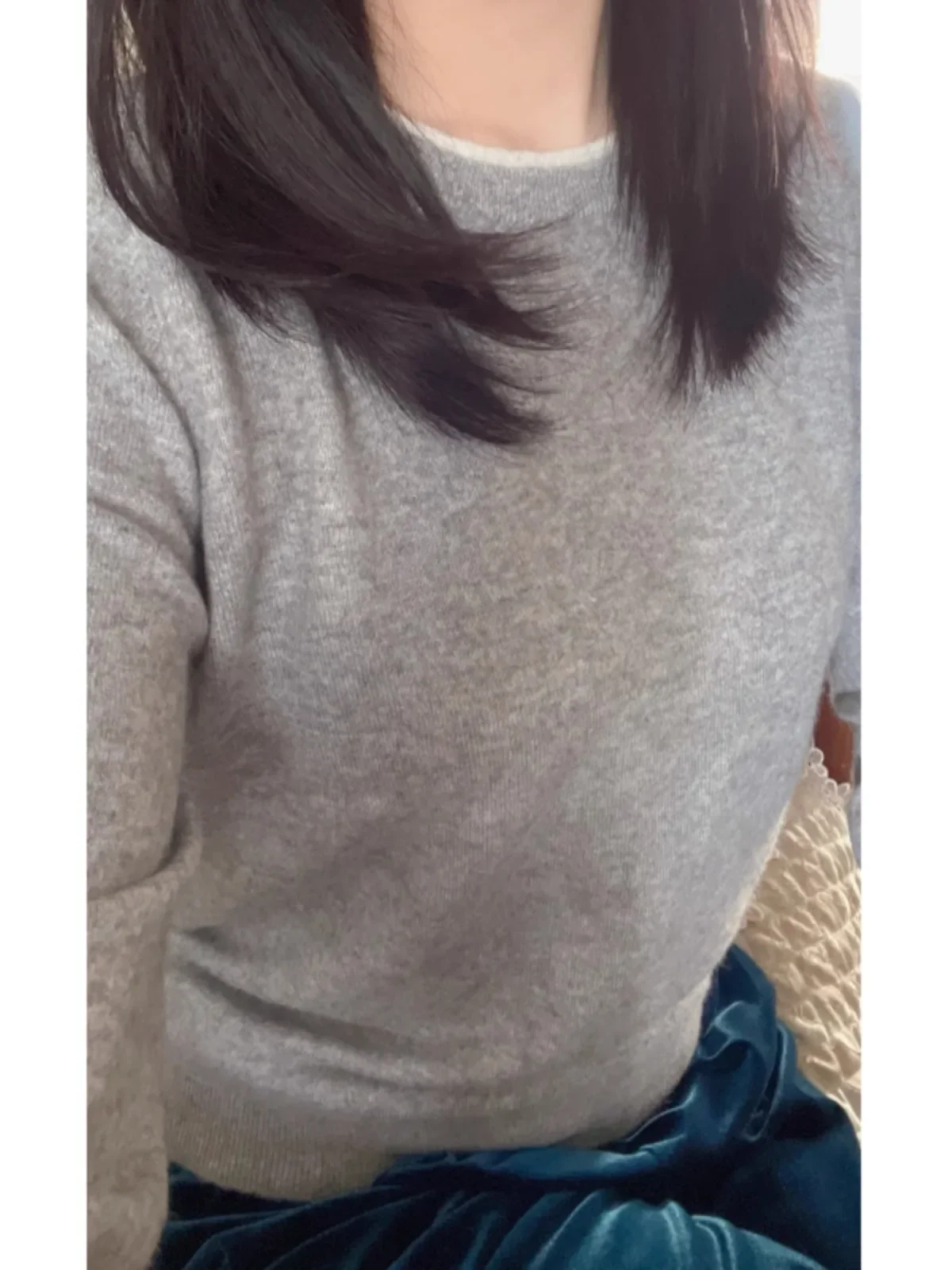 Women\'s Round Neck Pure Cashmere Sweater Autumn and Winter Pullover Loose Large Size Wool Bottom Sweater Knit Sweater