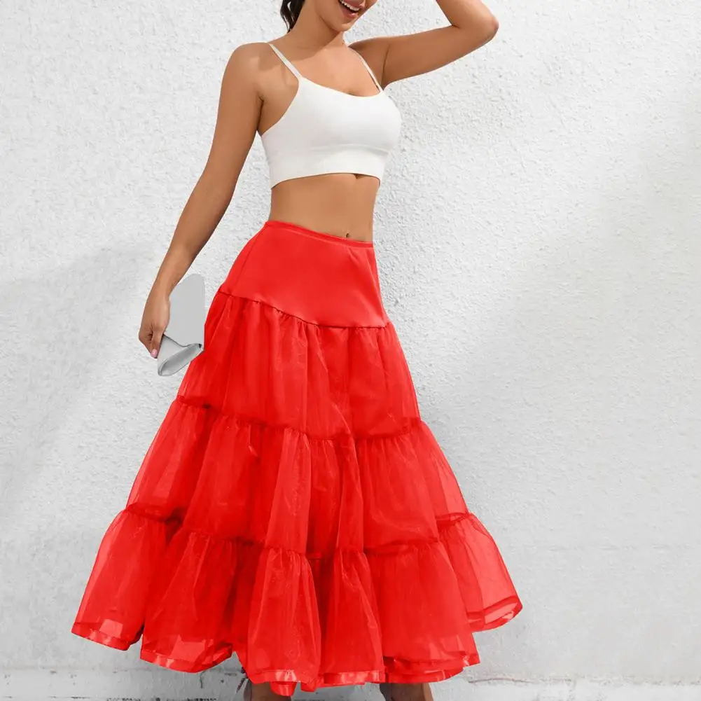 Falda larga de malla transparente, prenda versátil, elegante, de cintura alta, elástica, con diseño de cerdas, ideal para bodas, fiestas y fotos