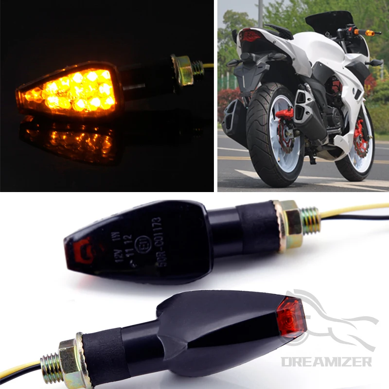 12V Mini Motorcycle LED Turn Signal Lights Amber Flashing Light Blinker Turn Signal Lamp Moto Indicator Lamp Accessories