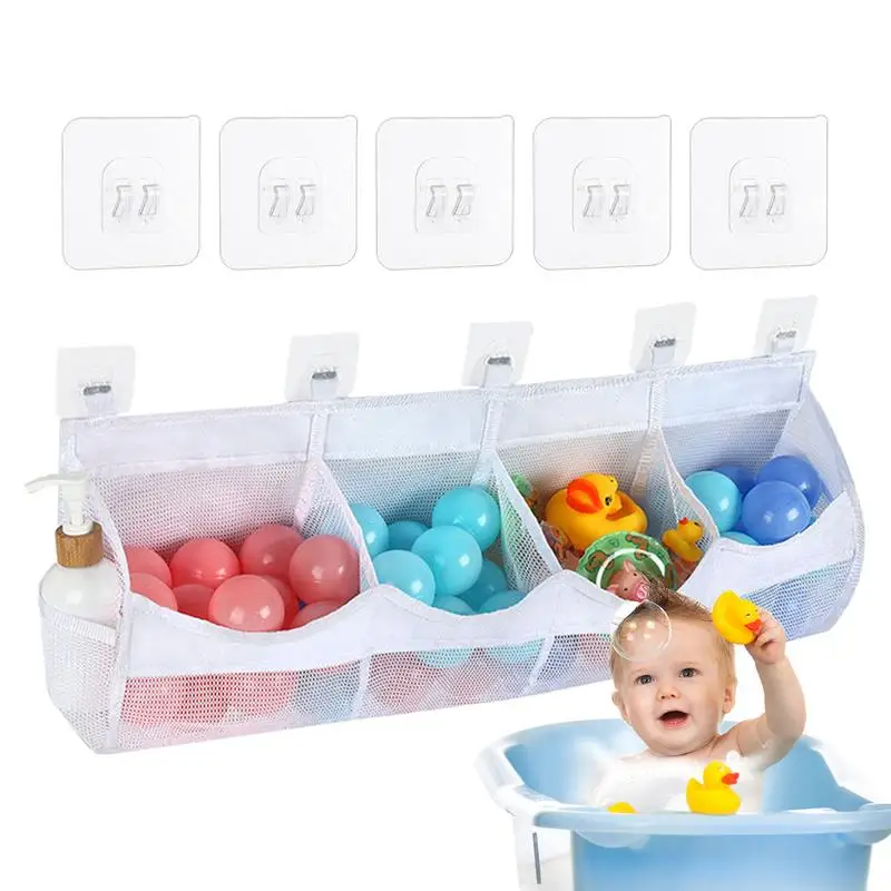 

Органайзер для игрушек для ванной, органайзер для игрушек для ванной комнаты для малышей, компактная полка для душа с 4 отделениями для друзей, семьи, дома, отеля