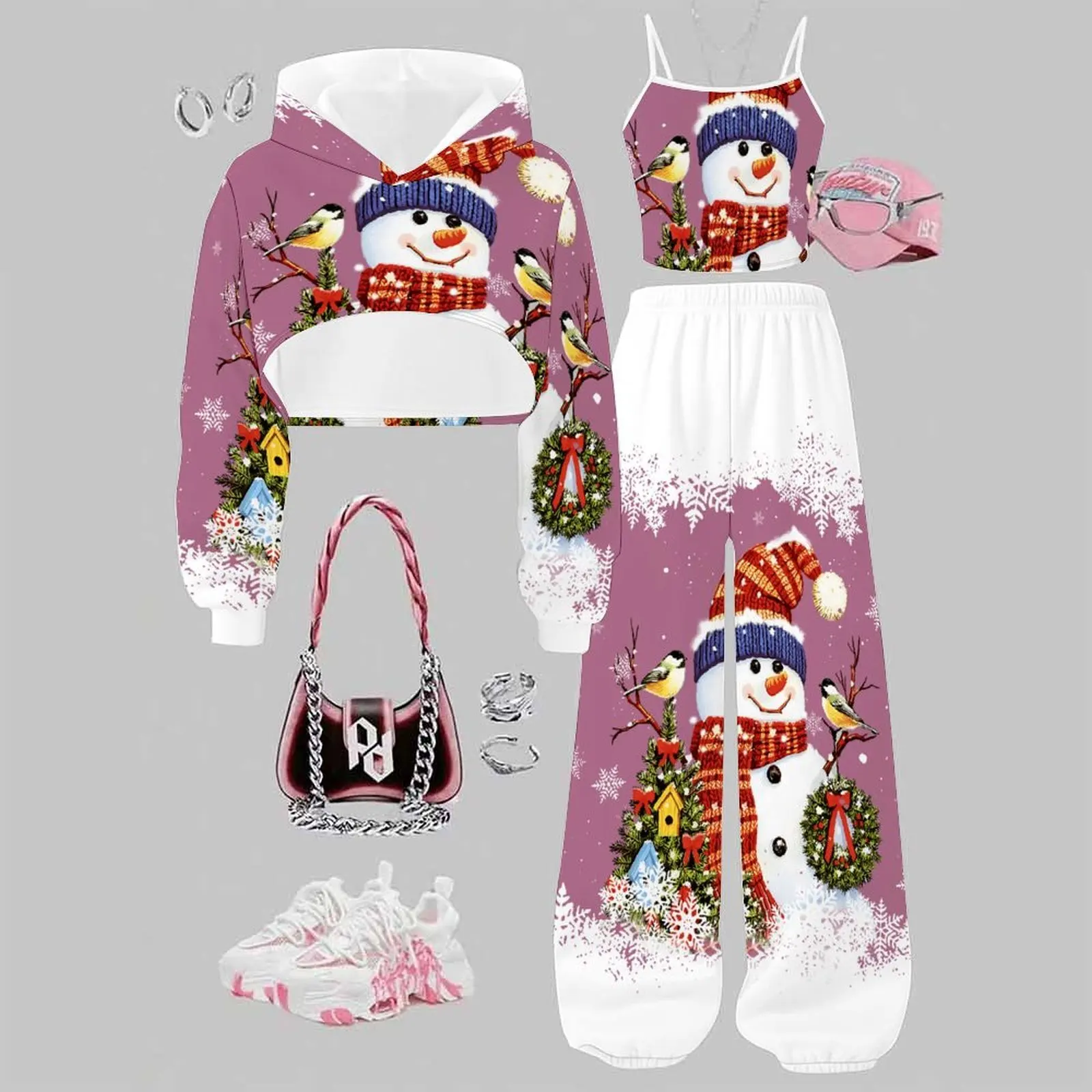 Little Girls Retro Print  3PCS Outfit  Fashion Retro Vest Skin-friendly Breathable Long Pants  Daily  Vacation Party Coat