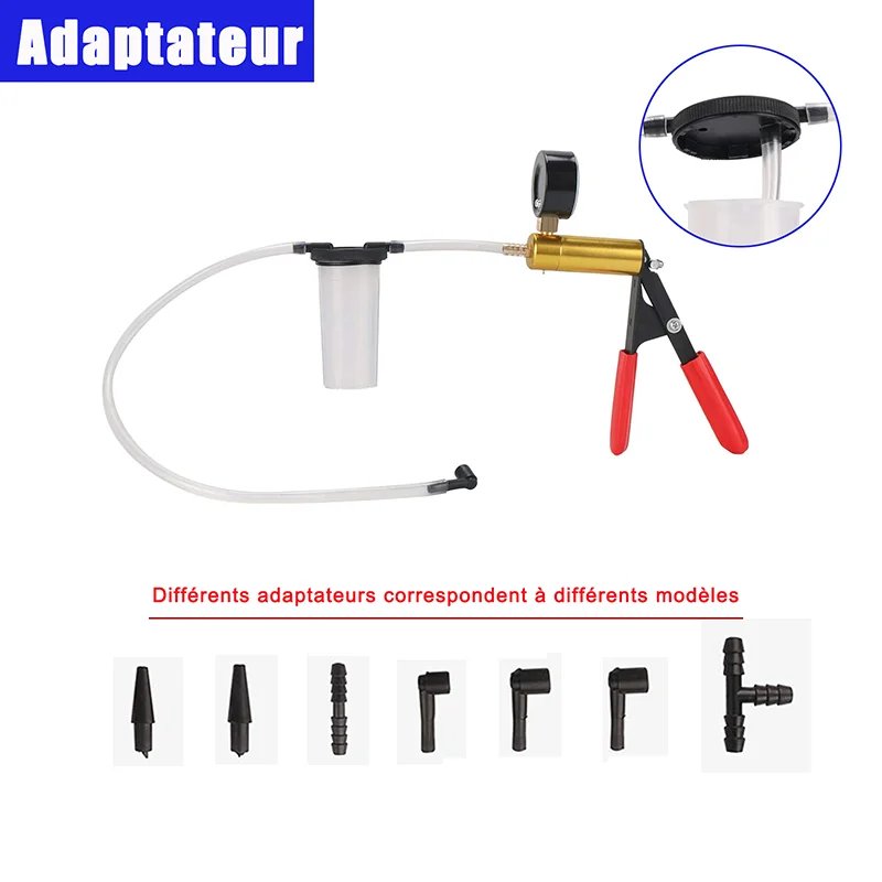 Auto HandHeld Vacuum Pistol Pump Brake Tester Brake Clutch Fluid Power Bleeding Tool Set with Adapters for Auto Car Tester Kit