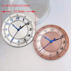 Brown White Watch Dial 33.5mm Blue Arabic Numerals Hand Set Fit NH35 NH36 NH38 PT5000 Diving Men Watch Parts Accessories