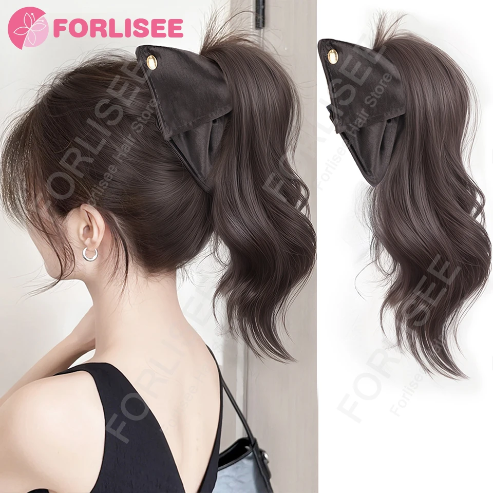 

Women's Synthetic High Ponytail Wig with Triangle Claw Clip Short Curly Hair Volumizing Layered Natural Braid Tail Hair Extensio