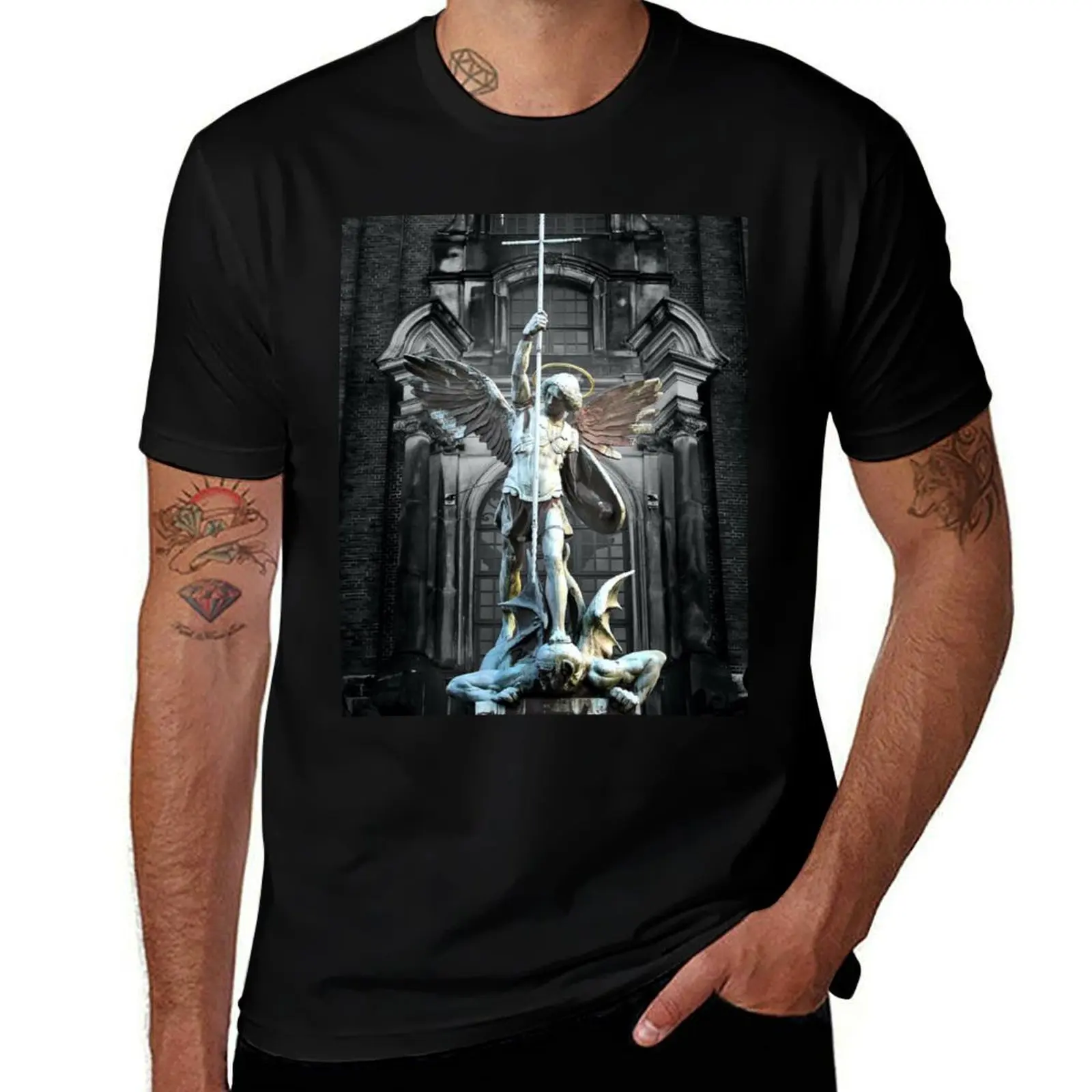 

St. Michael the Archangel T-Shirt vintage clothes customizeds plain slim fit t shirts for men