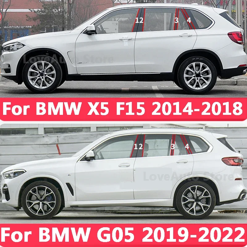 

For BMW X5 G05 F15 2014-2022 Car Window Central Column B C Pillar Cover Trim Mouldings Glossy Sticker Frame Accessories