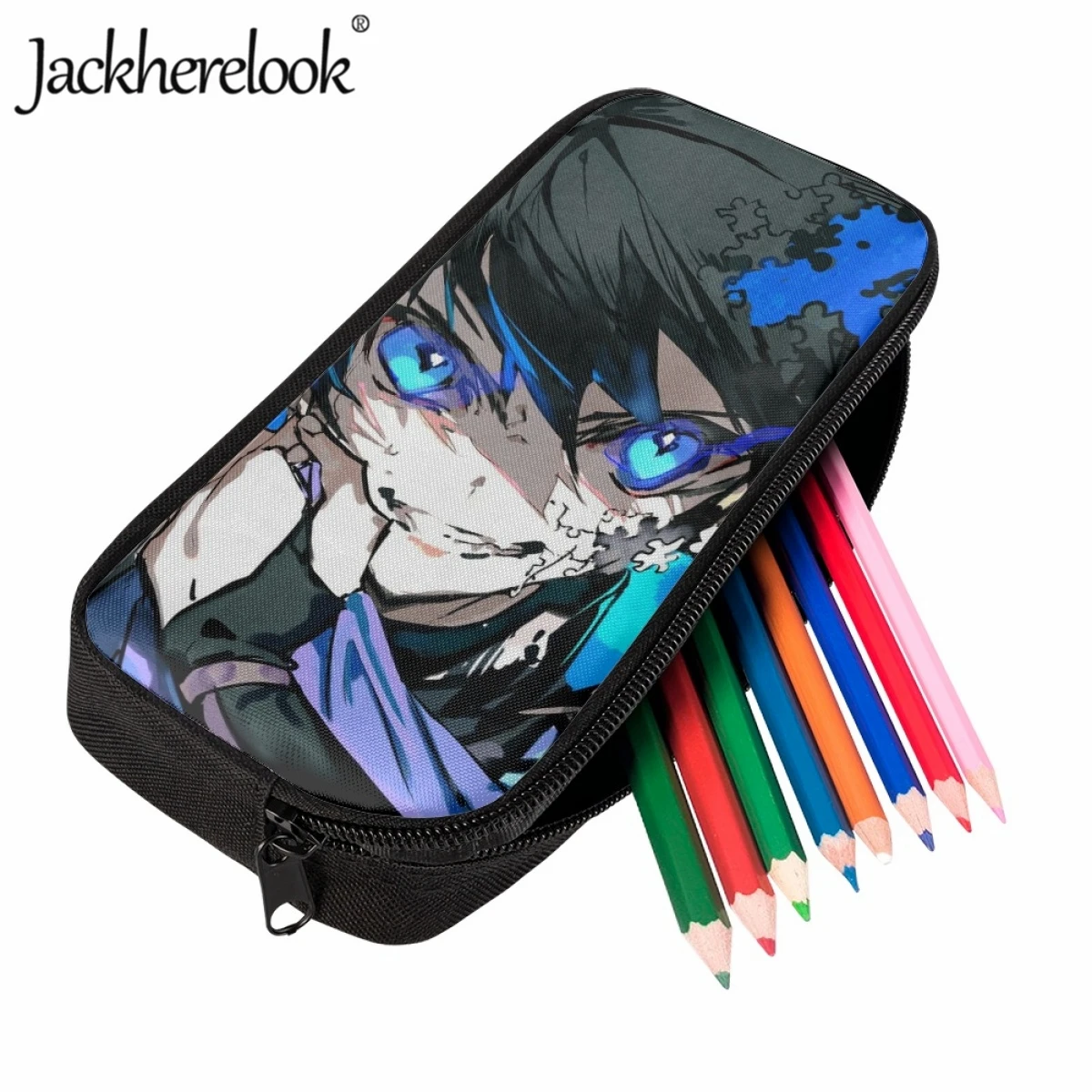 Jackherelook Boy's Pencil Cases Anime BLUE LOCK Pattern School Girl Pencil Bags Makeupbag Practical School Supplies for Children