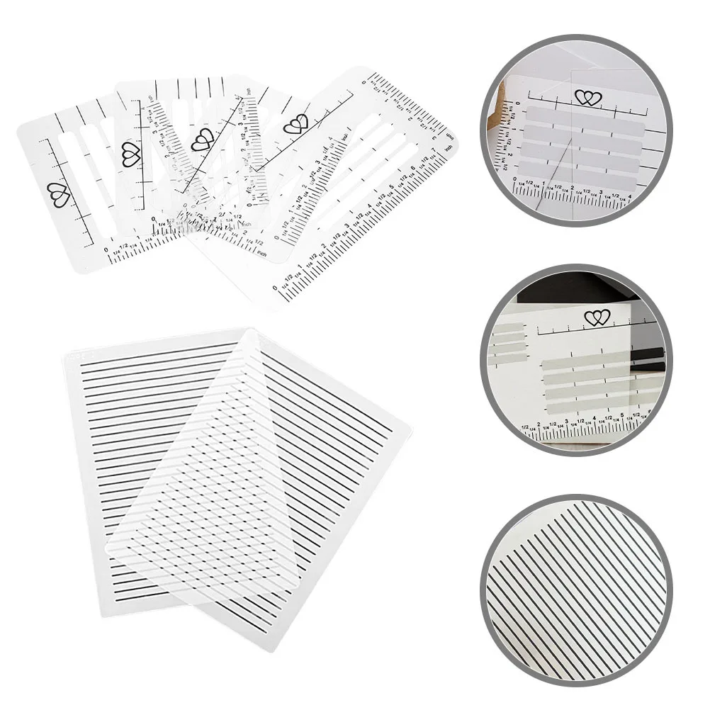 12Pcs Straight Line Stencil Templates Plastic Drafting Rulers for Letter Writing Card Making Journaling Drawing Supplies Kit