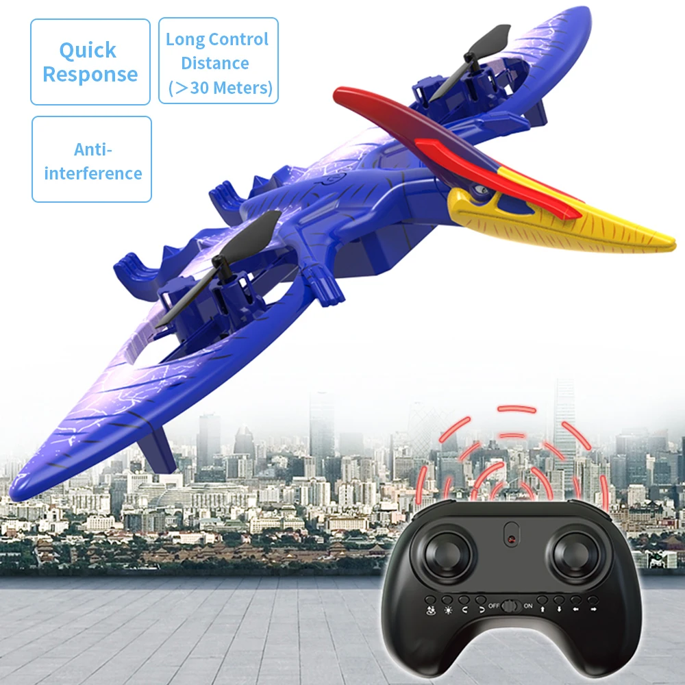 RC Jurassic Quadcopter Pterosaur Animal Model Toy Simulation Dinosaur Remote Control Drone Aircraft Kids Birthday Toys For Boys