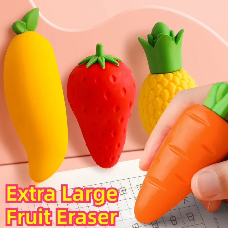 Fruit Carrot Creative Cute Eraser Anti Lost Extra Large Drawing Elementary School Exam Children Pencil Eraser Stationery