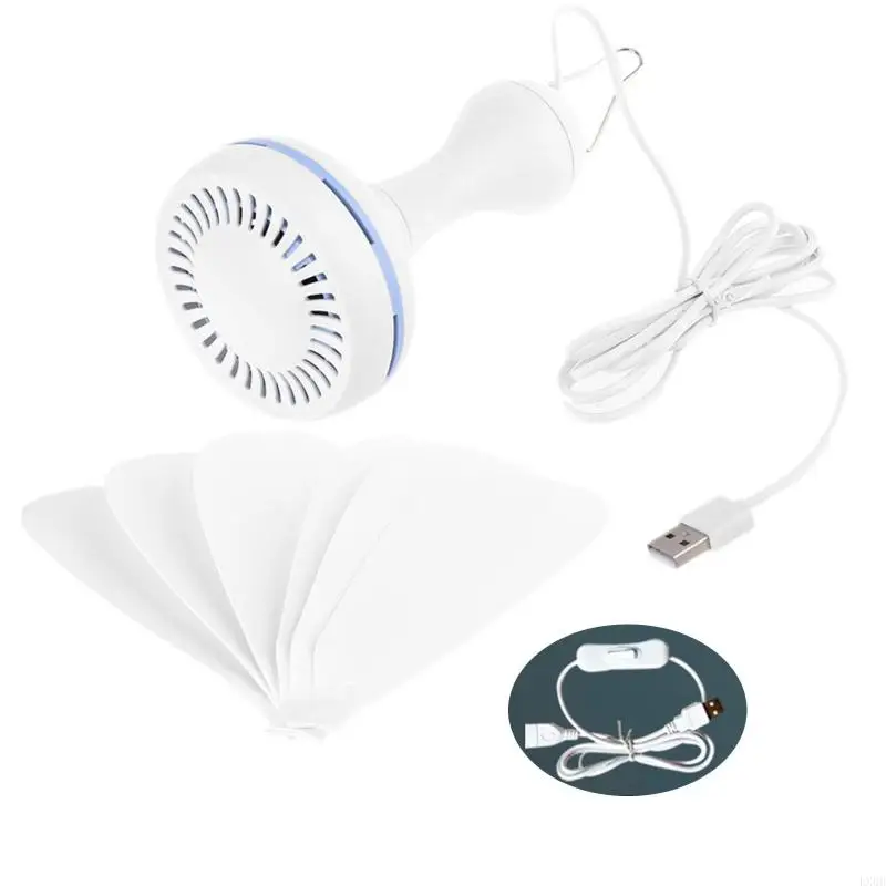 LX0B 16.5inch Camping Fan 5W USB Tent Fan Gazebo Ceiling Fan with 6 Canopy Fan Hanging Fan for Outdoor Activities