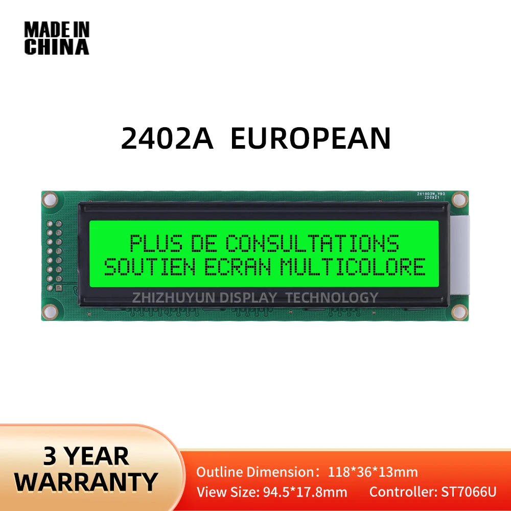 

2402A European COB Monochrome Character Screen Green Light Black Text LCD Screen In Stock Module 24X02 Quality Assurance