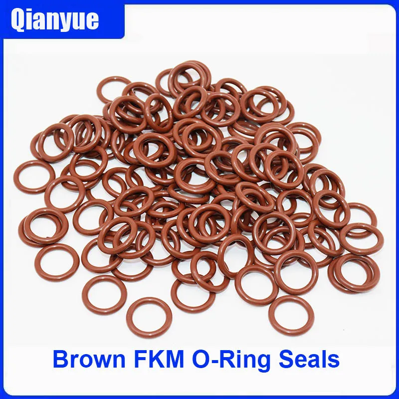 브라운 FKM O-링 씰 1/1.5/2/2.5mm 코드 x 3-100mm 외경, 고온 250 ° 화학물질 저항성, 최대 1000mm 맞춤형 사이즈