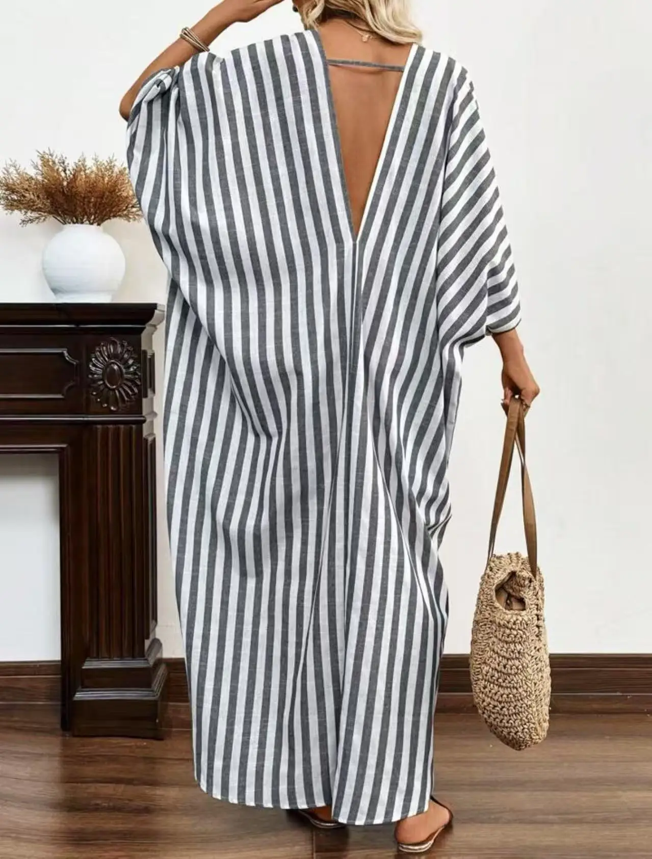 

Long Dress Women Dresses Striped Vestidos Y2k Streetwear V Neck Full Sleeve Elegant Splice Party Night Work Casual Loose 2026