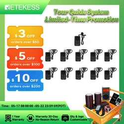 RETEKESS TT117 FM Tour Guide System Transmitter Receiver for Museum Church Conference Meeting Factory Training 72-76MHz